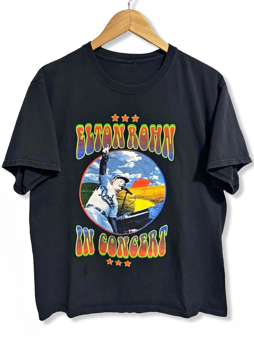 Elton Rohn Black Graphic Short Sleeve T-Shirt